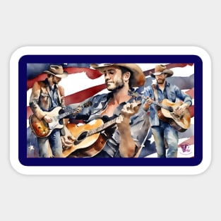 Country guitarists American flag Sticker